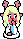 sprite of noelle sitting on the floor, looking to the right blushing, while holding up one of her hands to her mouth