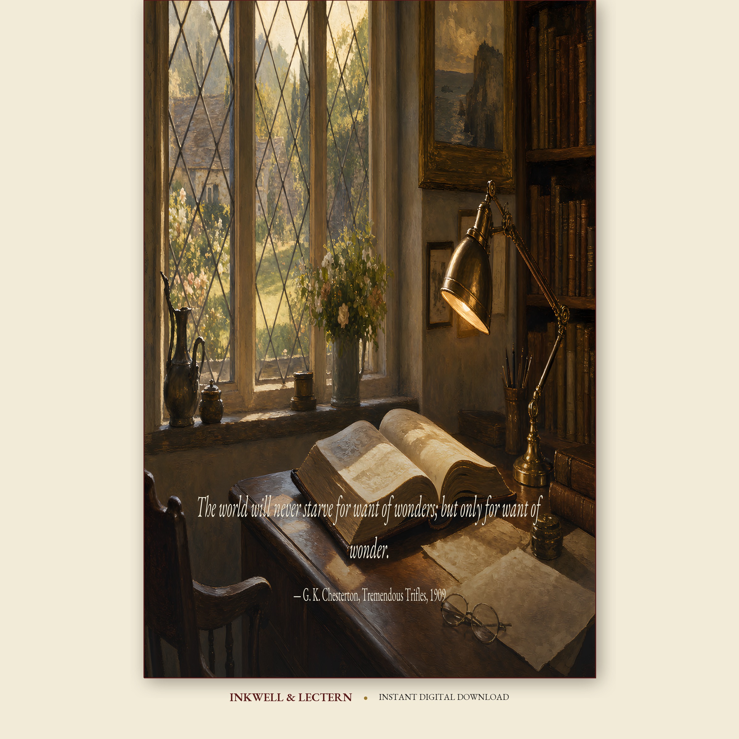 Chesterton on Wonder — Christian literary quote print