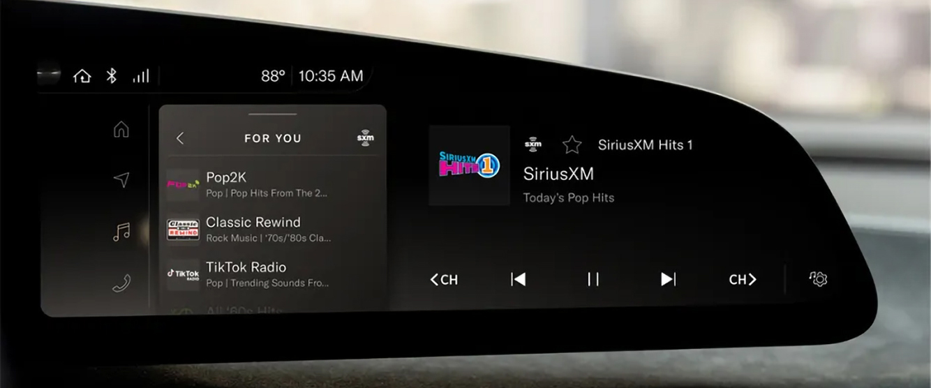 SiriusXM — in-vehicle UI on Lucid