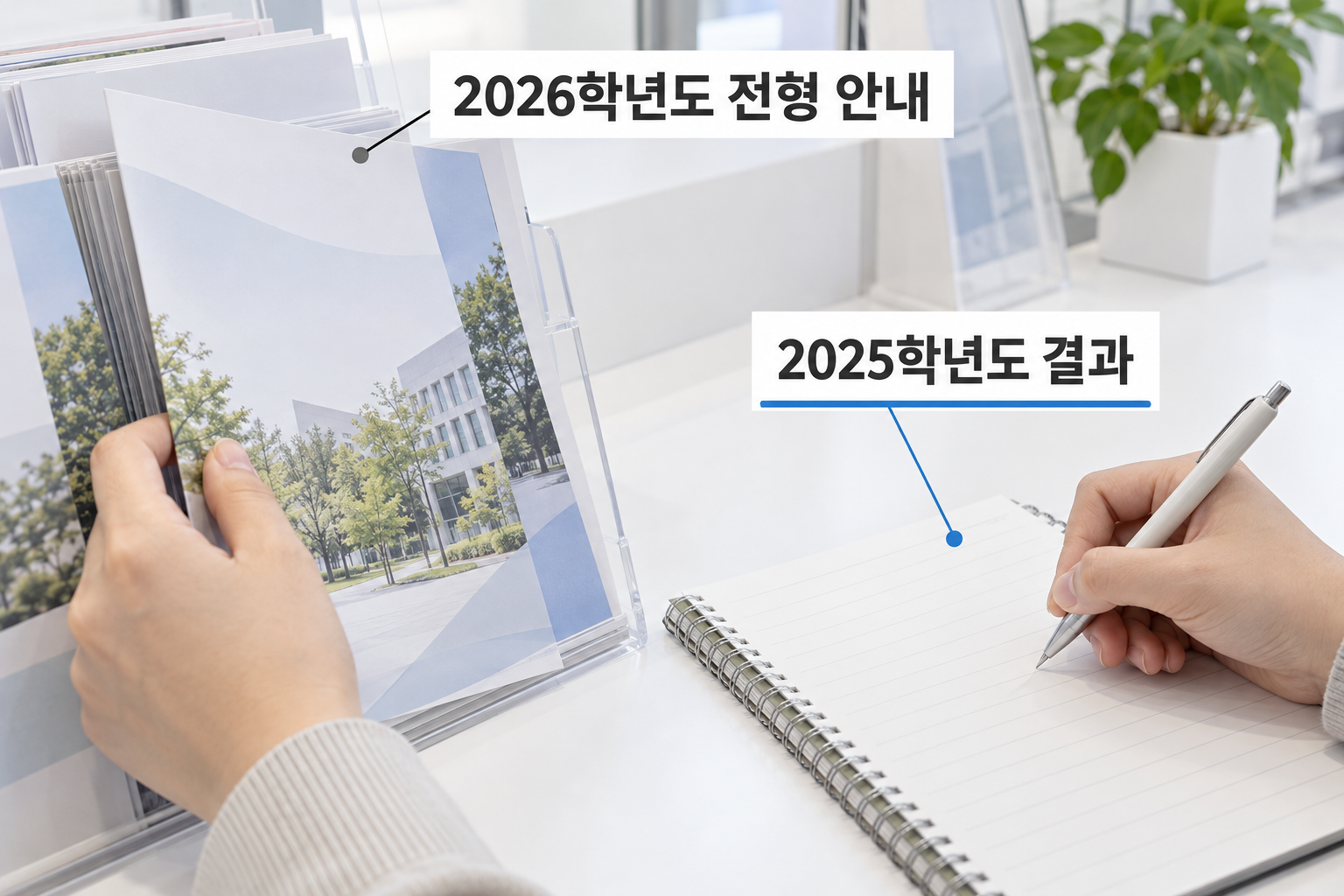 전형 안내 연도와 결과 학년도를 구분해 기록하는 설명 장면
