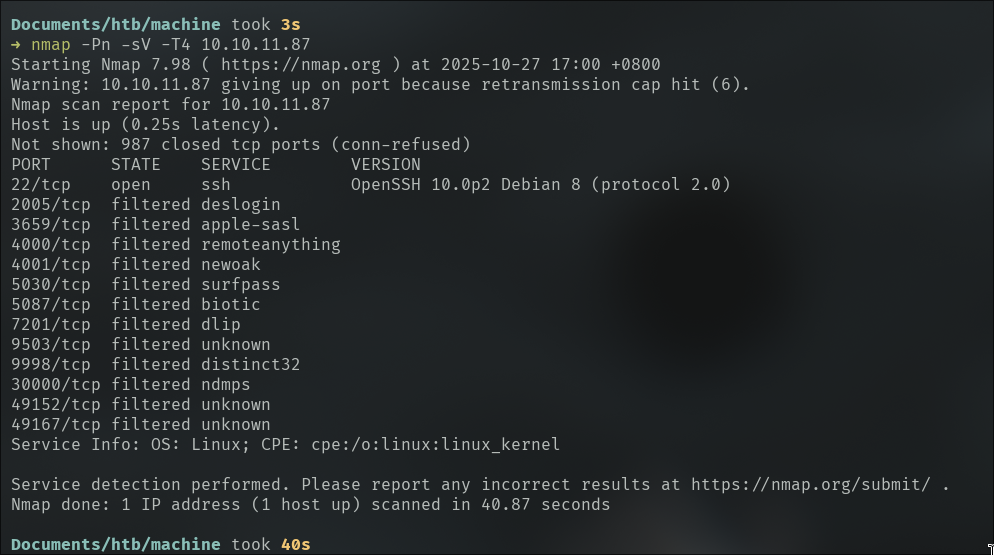 UDP scan results