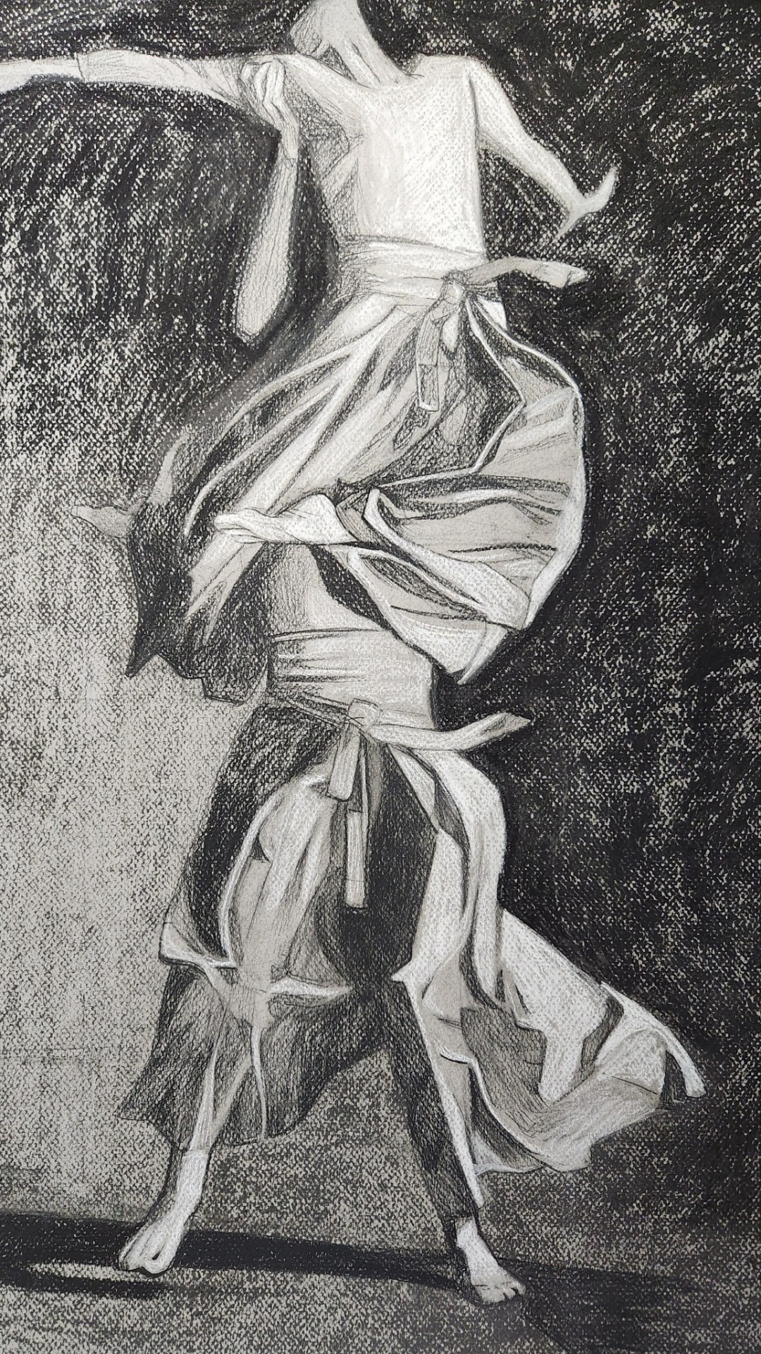 charcoal fabric study, for college art class, April 2023