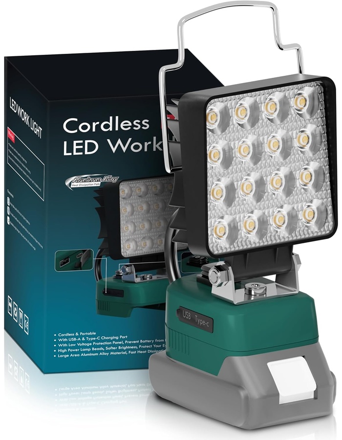 マキタ18Vバッテリー互換 充電式ワークライト LED投光器 手提げ付（MT161DZ）
