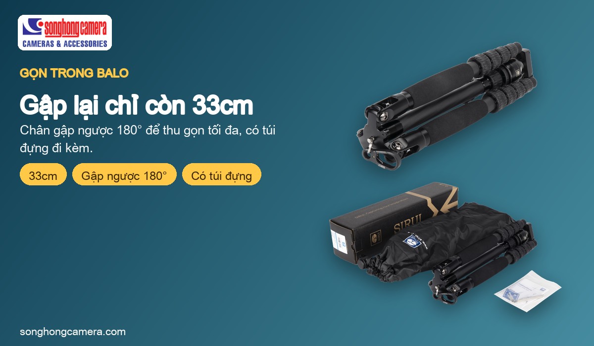 Sirui Traveler 5CX gập gọn 33cm
