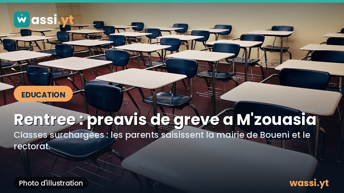 Rentree scolaire : a M'zouasia, les parents deposent un preavis de greve pour le 24 aout