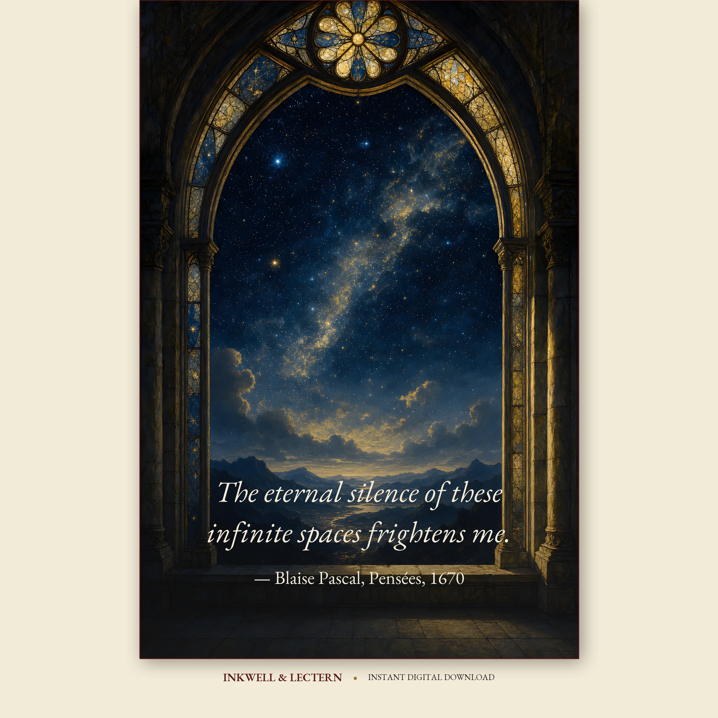 Pascal on Infinite Spaces — Christian literary quote print