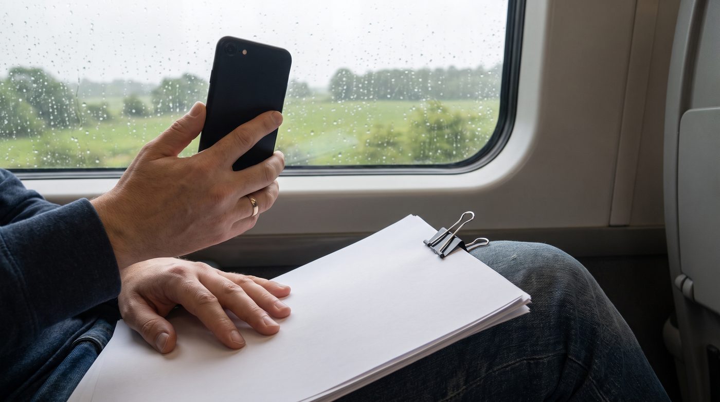 Your manuscript is already on your phone. Send it over from Files or Mail.