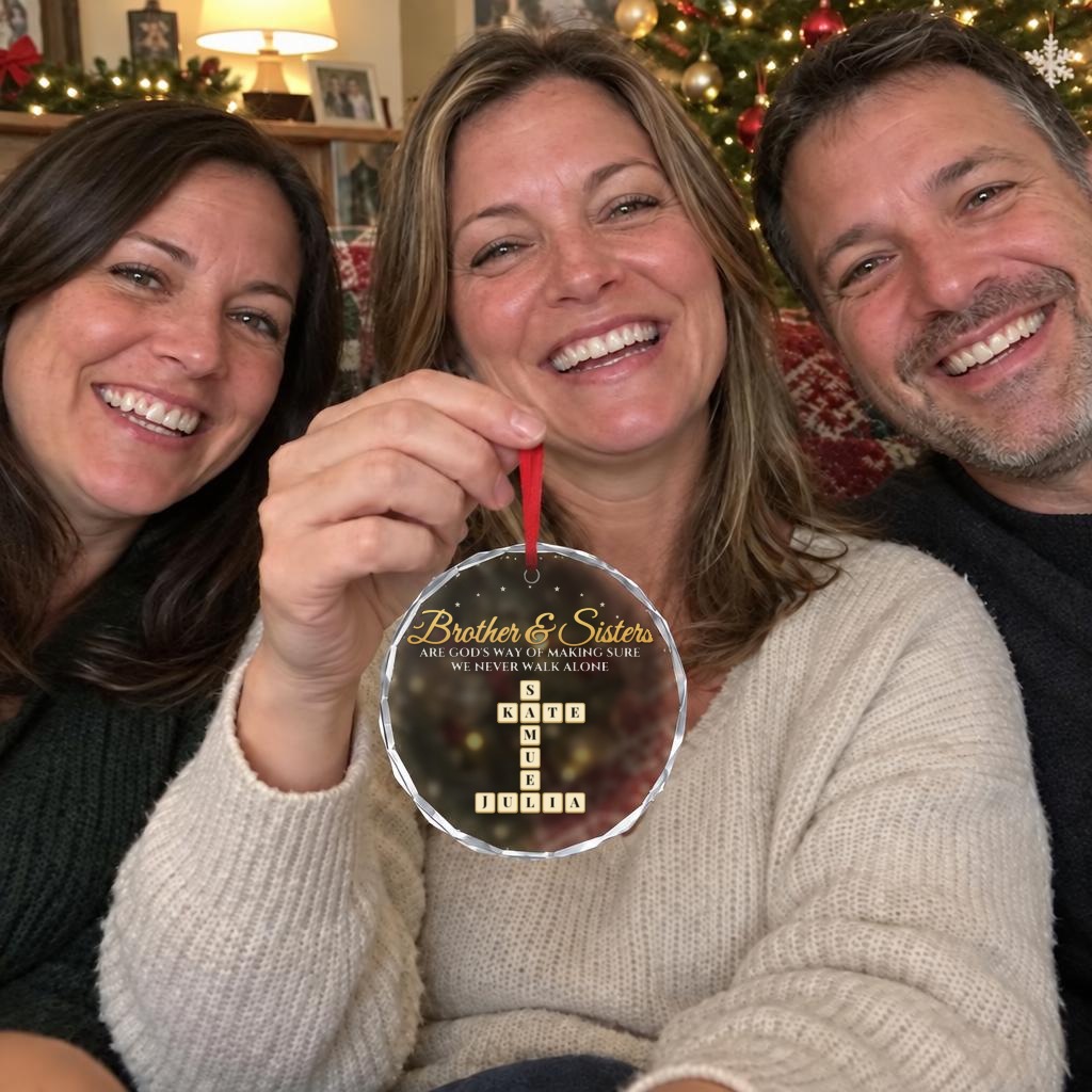 Two sisters and their brother with their ornament