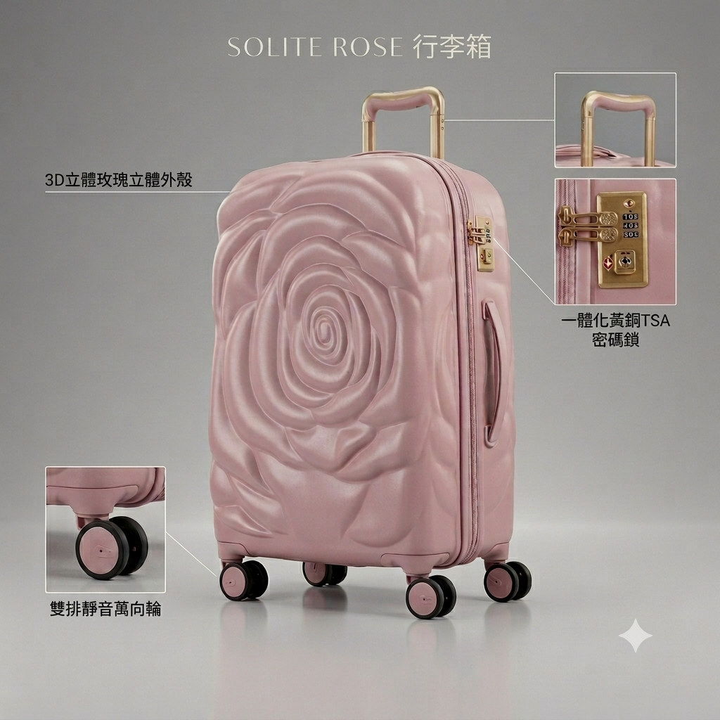 Solite Premium Luggage - 玫瑰粉(20吋)