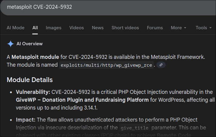 Metasploit attempt