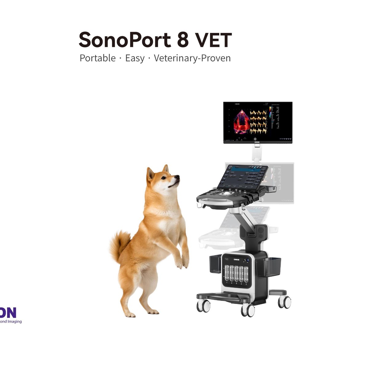 CHISON SonoPort 8 VET with veterinary patient