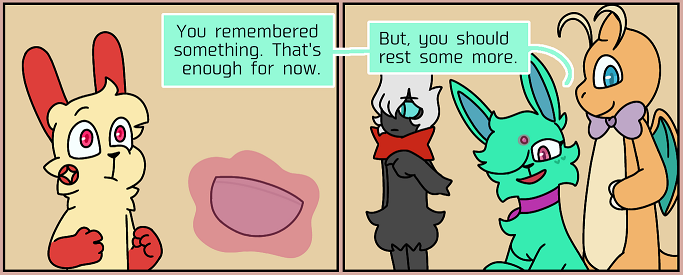 by the way the old version showed espeons both eyes immediately and in the reboot she has this cool hair tuft covering one eye so you dont see she has heterochromia for 70 pages