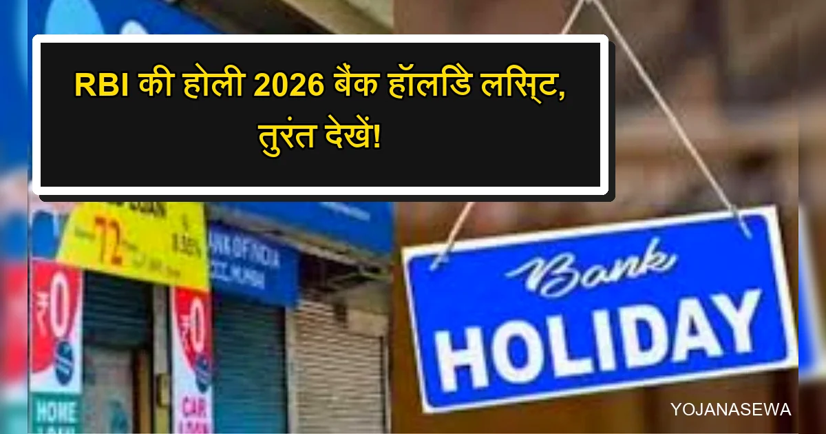 RBI की होली 2026 बैंक हॉलिडे लिस्ट, बंद बैंक और बैंक हॉलिडे साइन।
