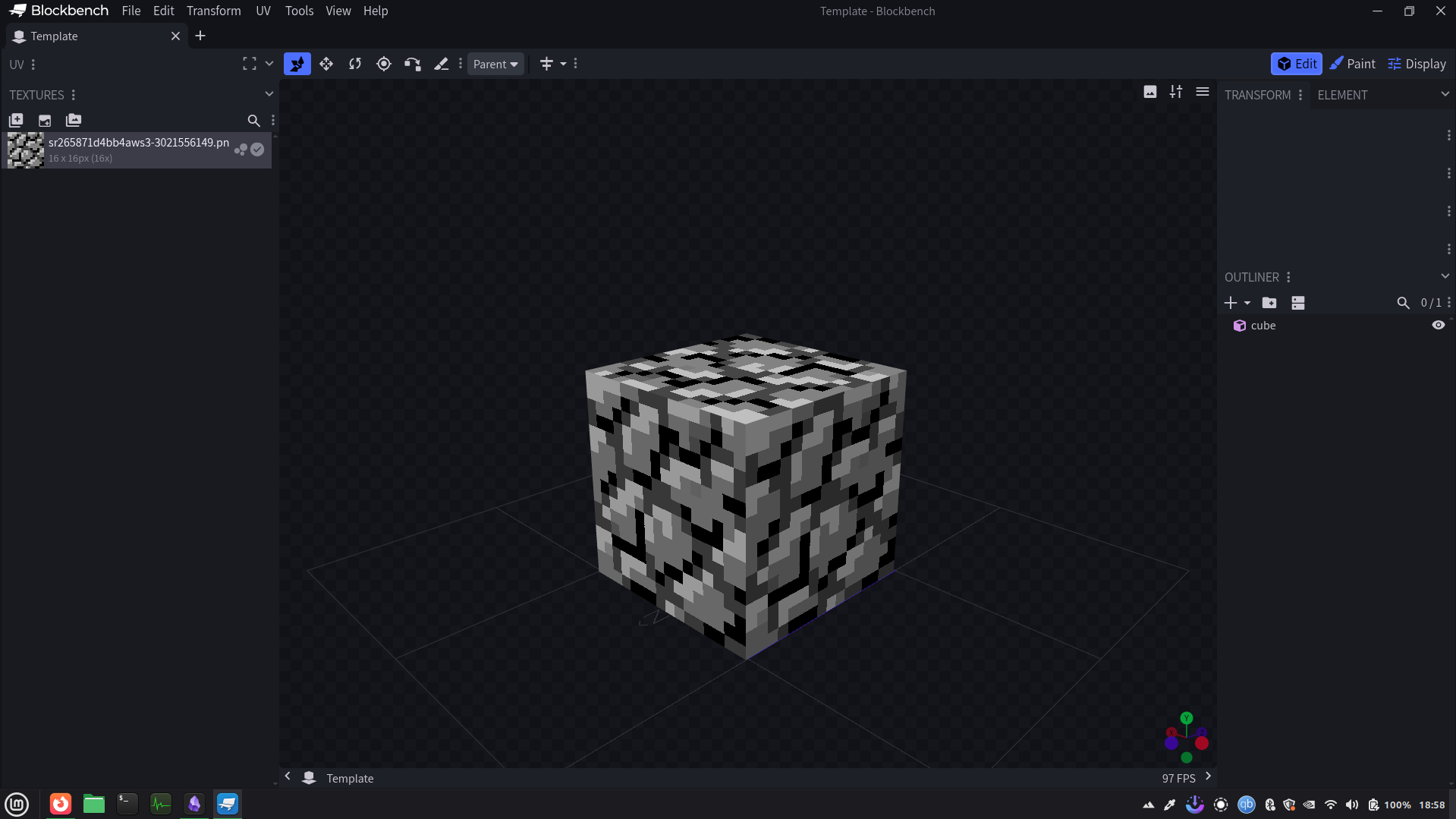 Interface do blockbench