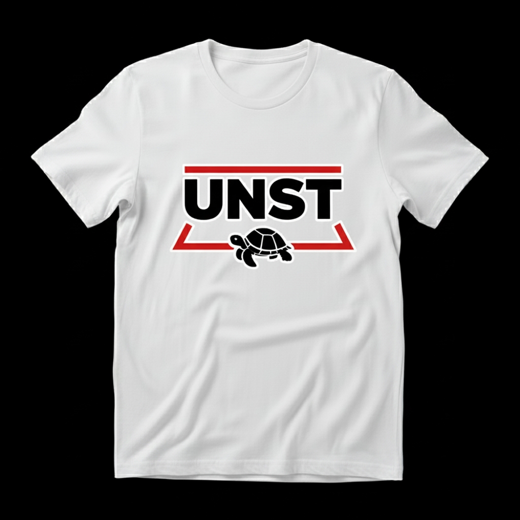 Camiseta branca UNST detalhe verso