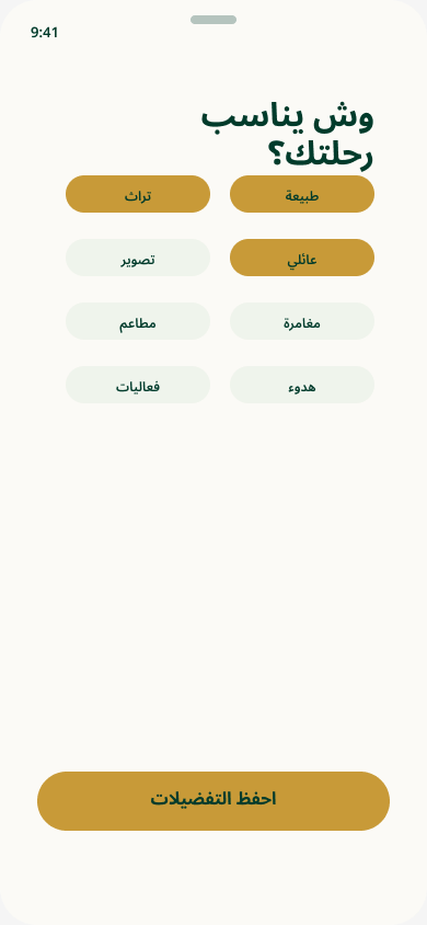 تفضيلات الرحلة