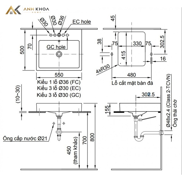 ban ve chau rua dat ban INAX AL-536V