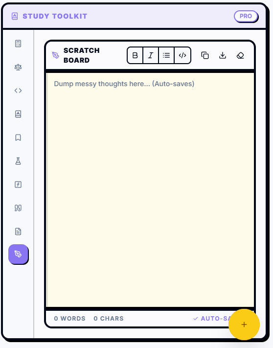Interactive scratch board digital notes side-by-side with PDF document