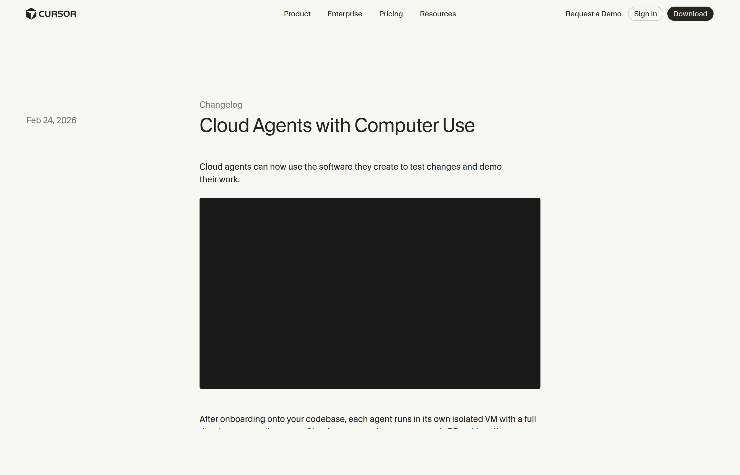 Cursor 업데이트 내역