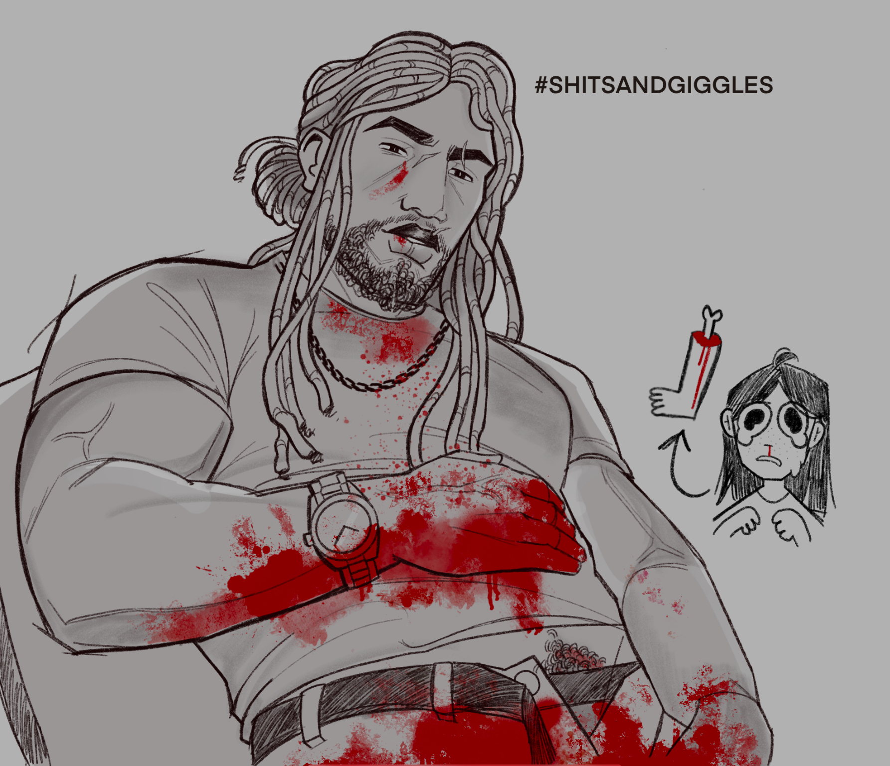 Ugly sketch of Dillon amputating his wife for shits and giggles