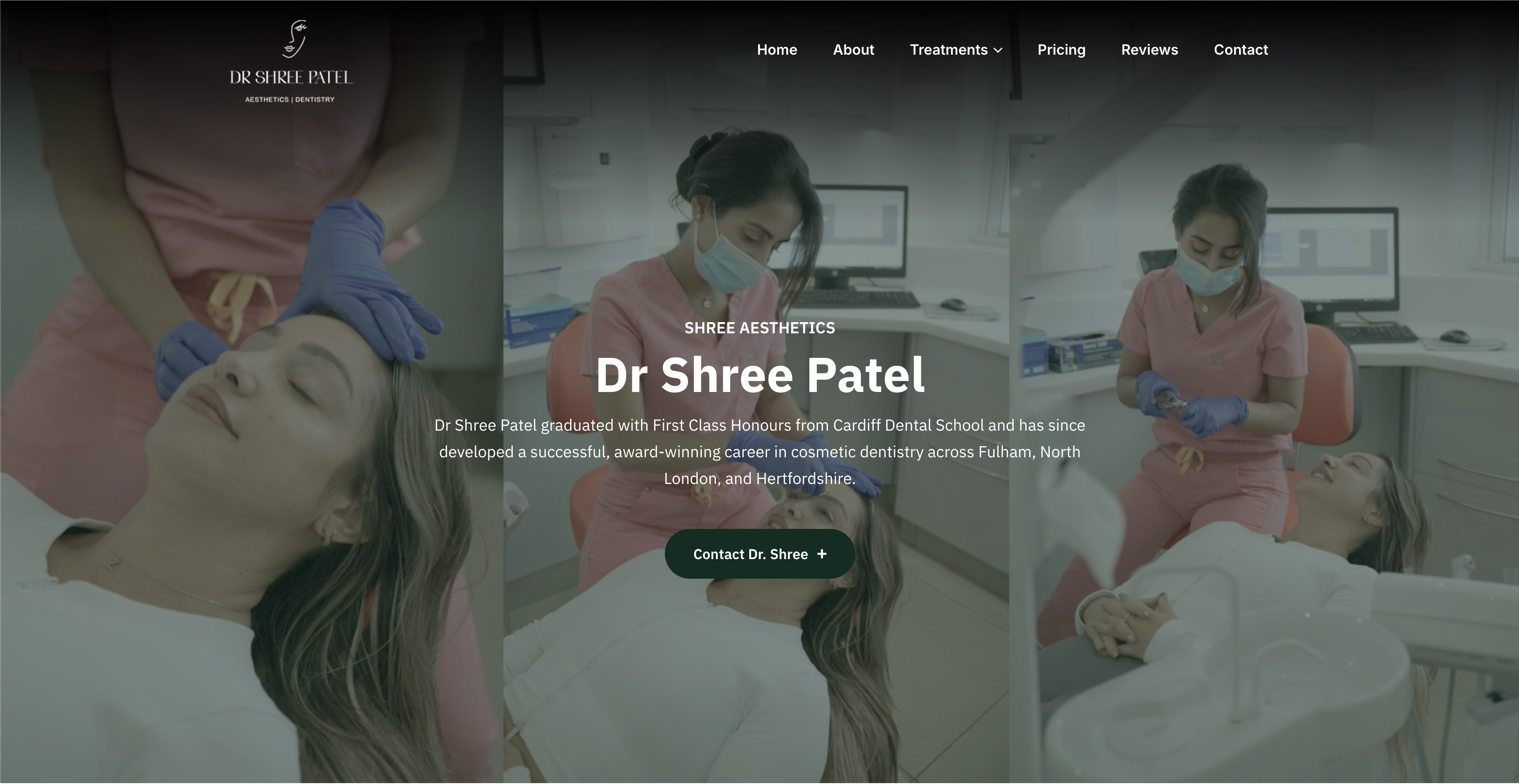 Dr Shree Aesthetics homepage