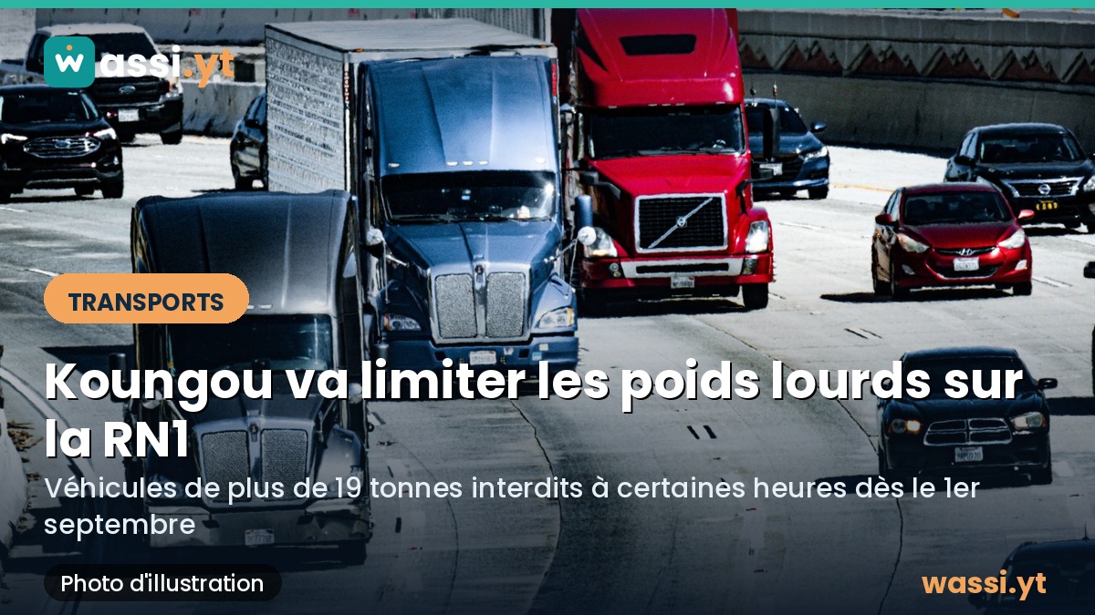 Koungou : les poids lourds bientôt interdits sur la RN1 à certaines heures