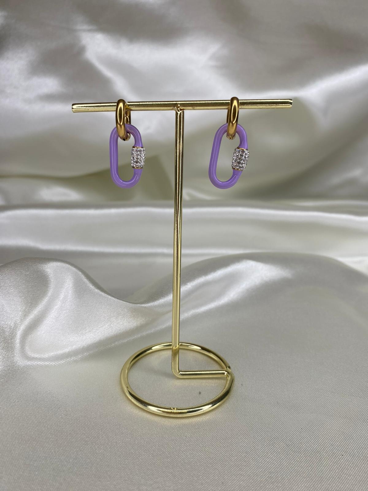 S.Steel Purple Sparkling Hoops