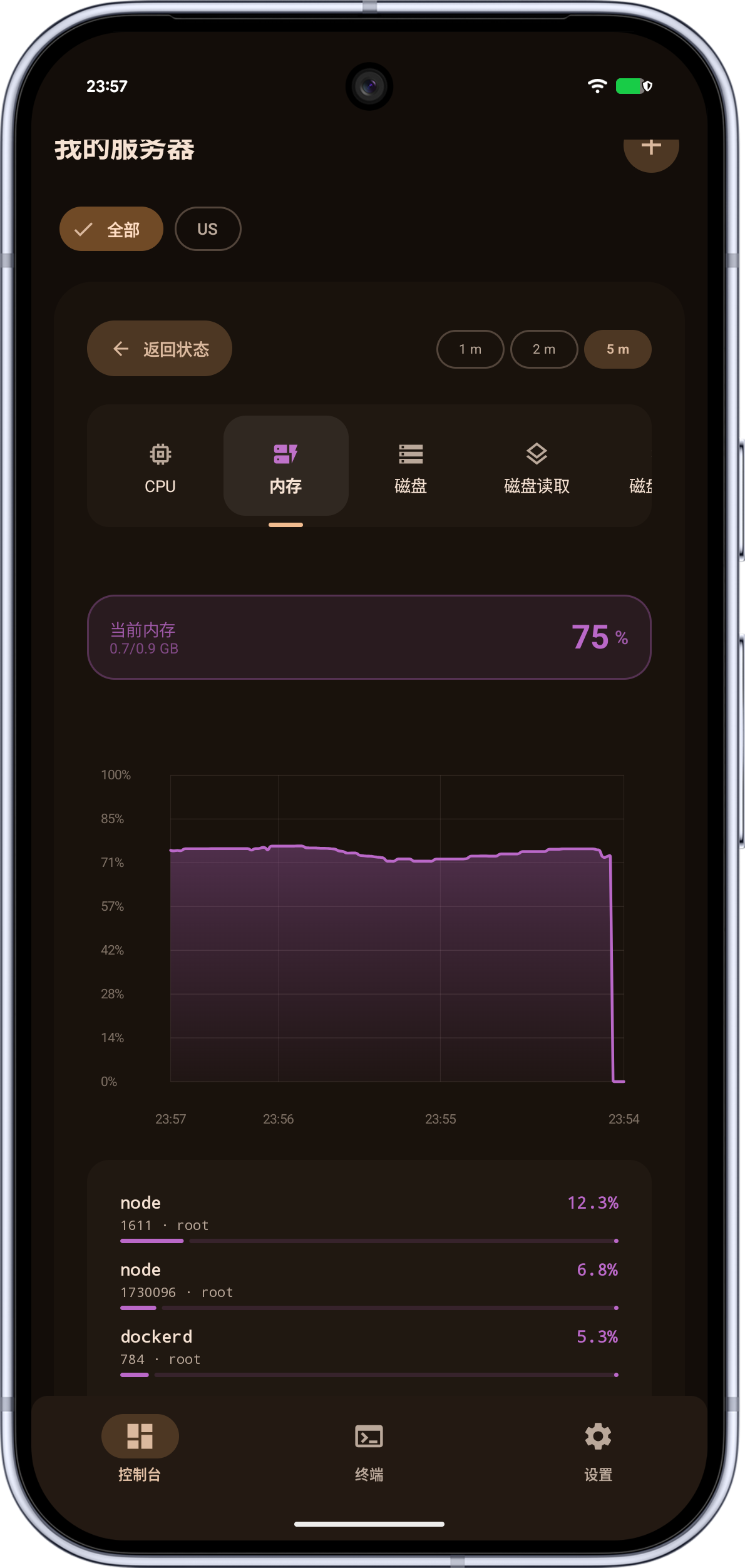 历史曲线 + 进程详情