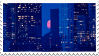 stamp of a gloomy blue cityscape