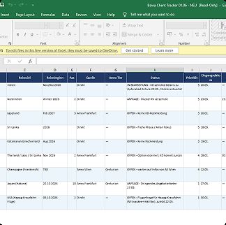 Shared client status tracker updated automatically from Slack