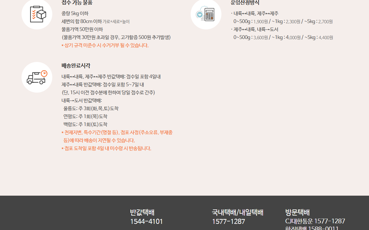 GS 반값택배 유의사항의 점포 도착일 포함 4일 내 미수령 시 반송 안내