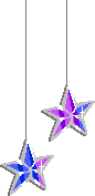 pixel decoration of stained glass stars hanging from the top of the site