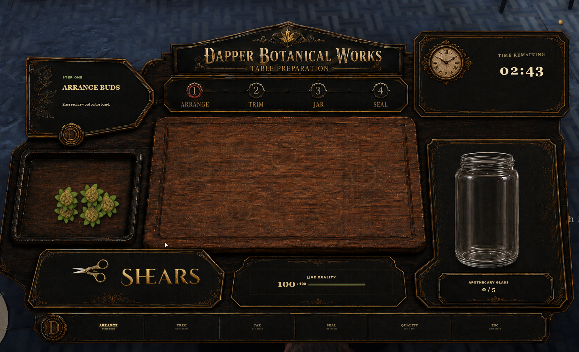 Dapper Botanical Works preparation table
