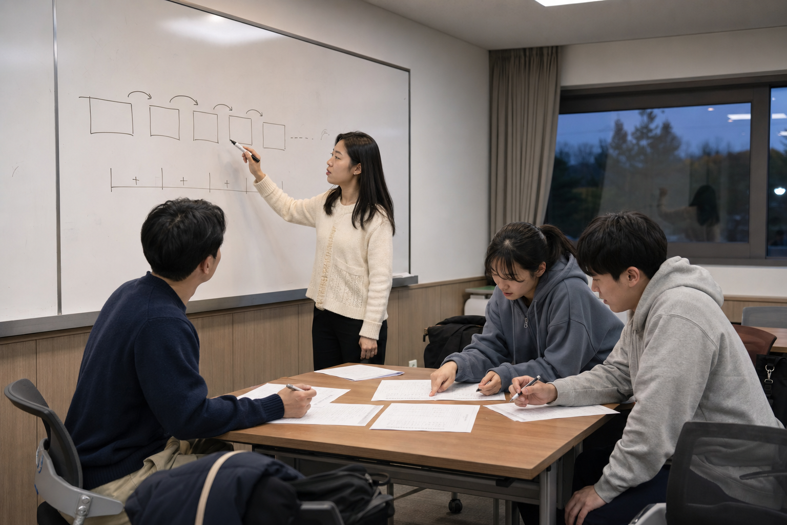 원금 1000만원의 5년 만기 복리 이자를 설명용 금리로 계산하는 한국 생활 장면