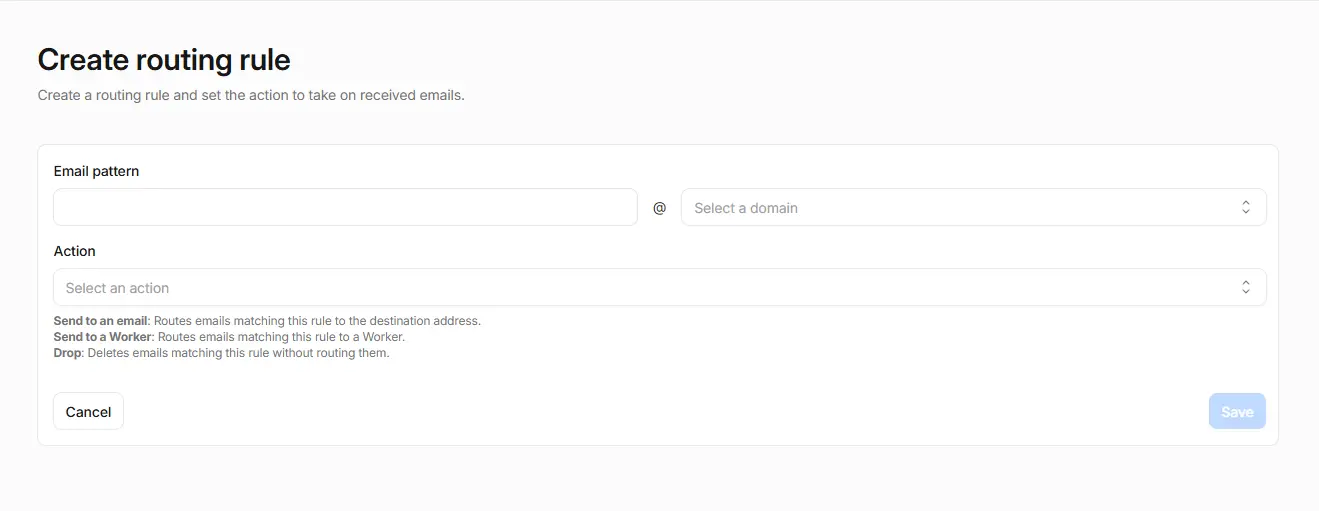Konfigurasi email pattern dan destination