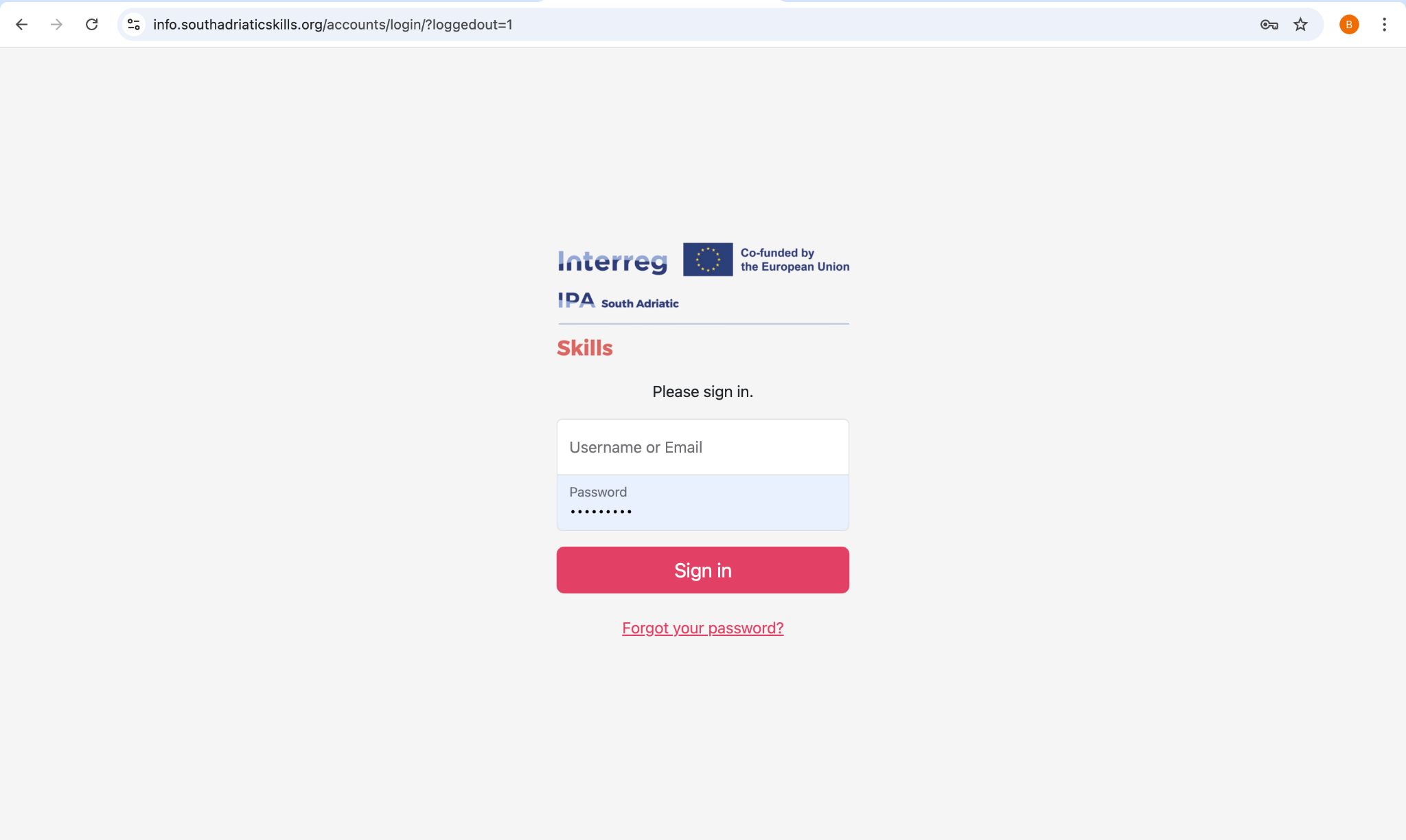 SKILLS DMS Login Page