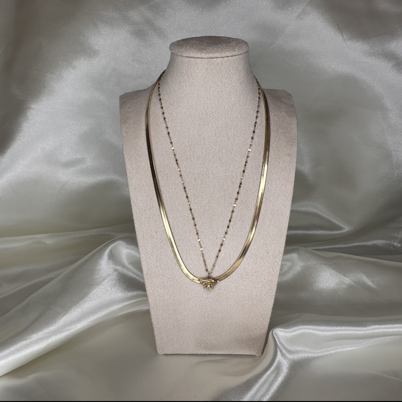 S. Steel Double Bee Necklace