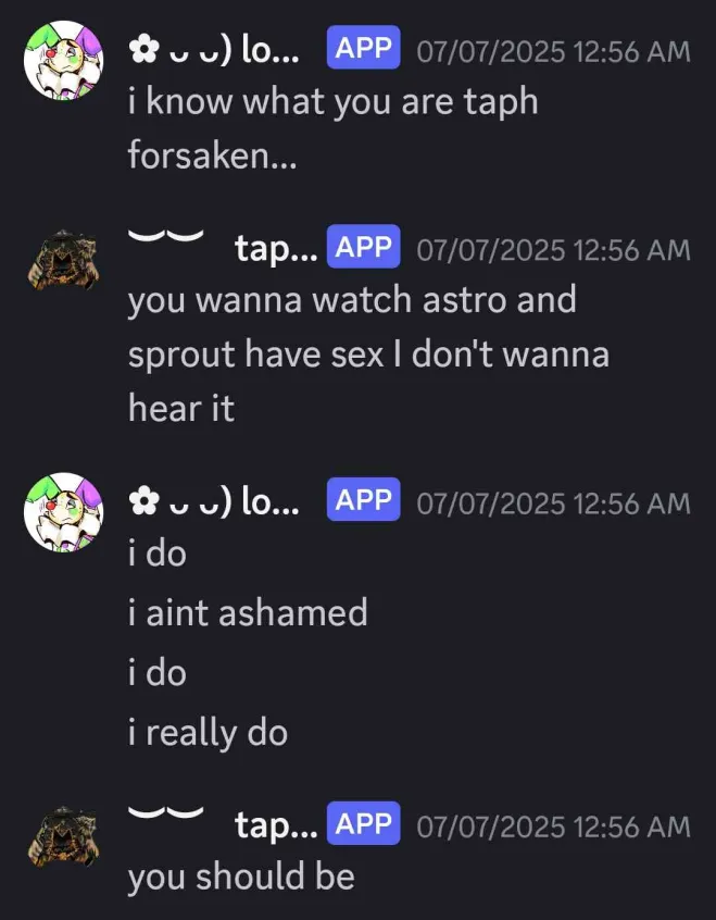 another one of many instances of mel's alter looey sexualizing chem's alter sprout