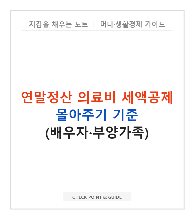 연말정산 의료비 세액공제 몰아주기 기준 (배우자·부양가족)