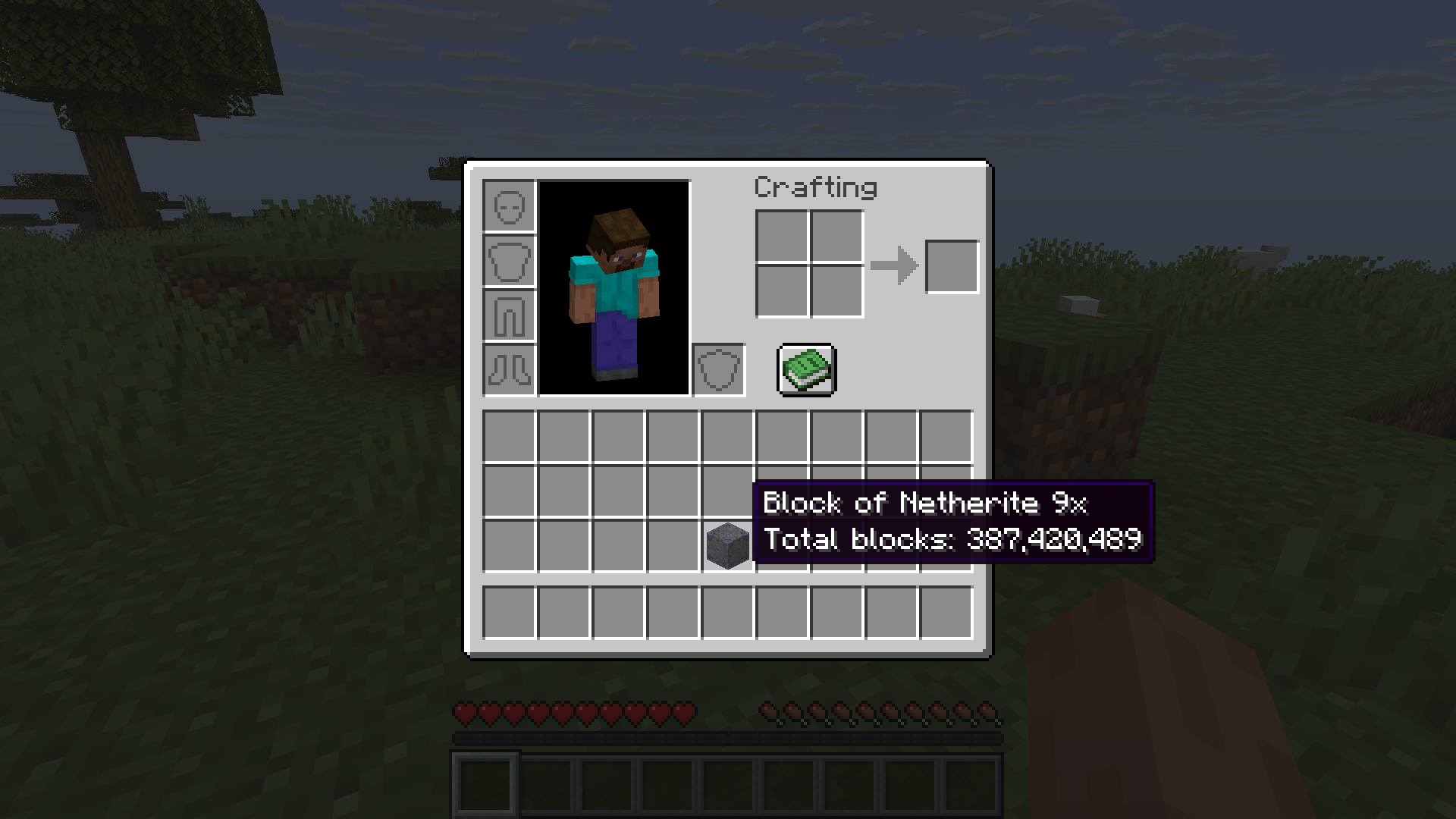 Compressed blocks in the creative inventory