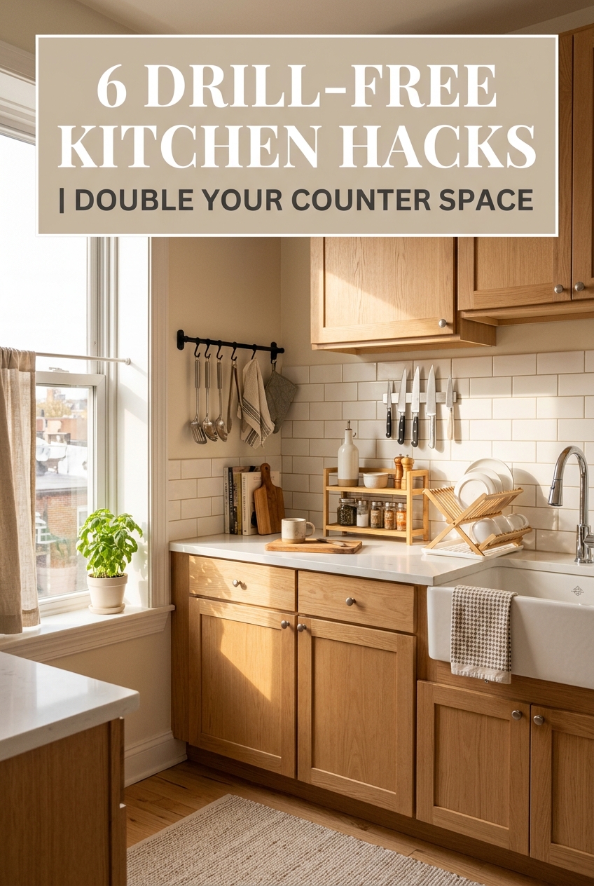 6 Genius Drill-Free Kitchen Hacks to Double Counter Space in Tiny Apartments