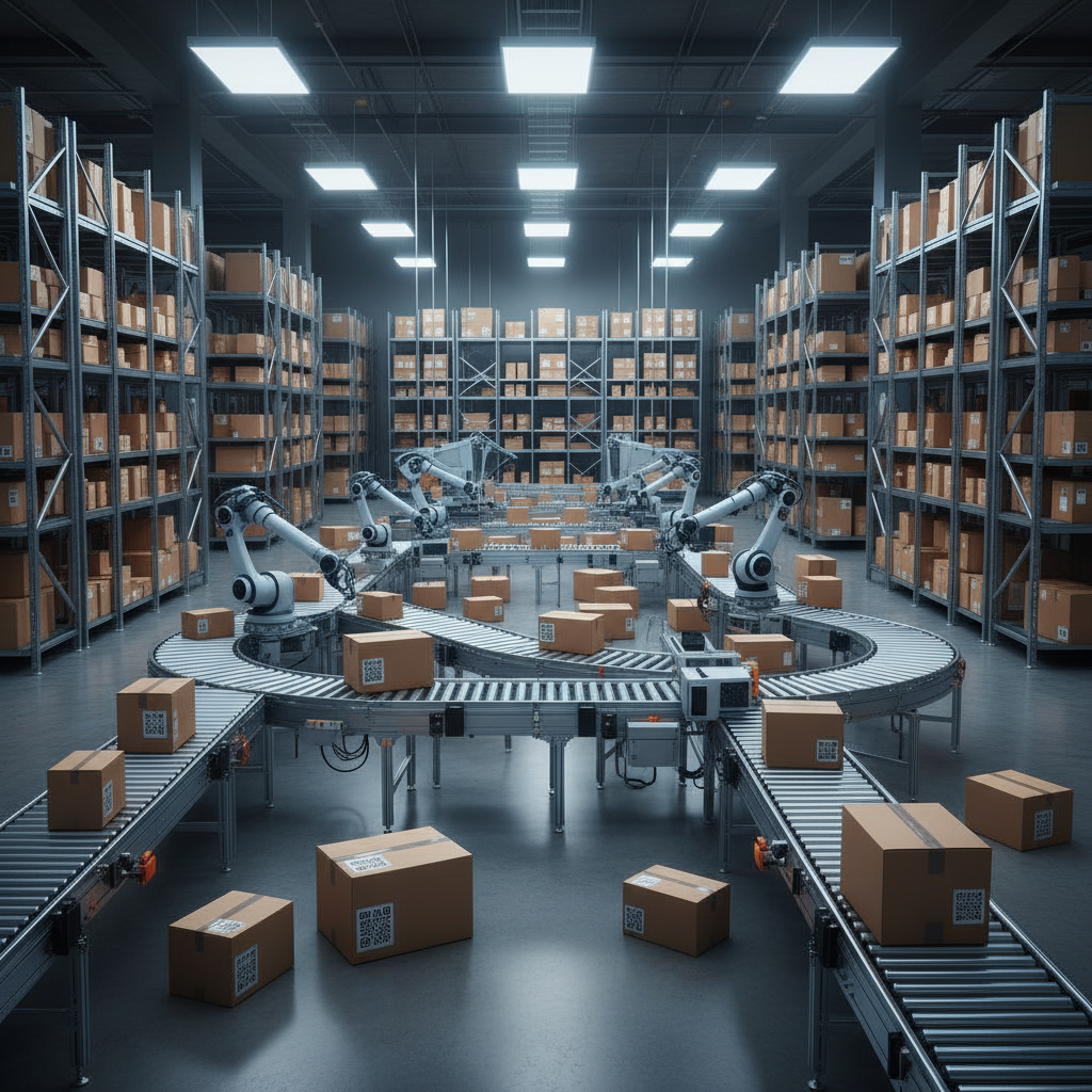 Modern fulfillment center met geautomatiseerde logistiek