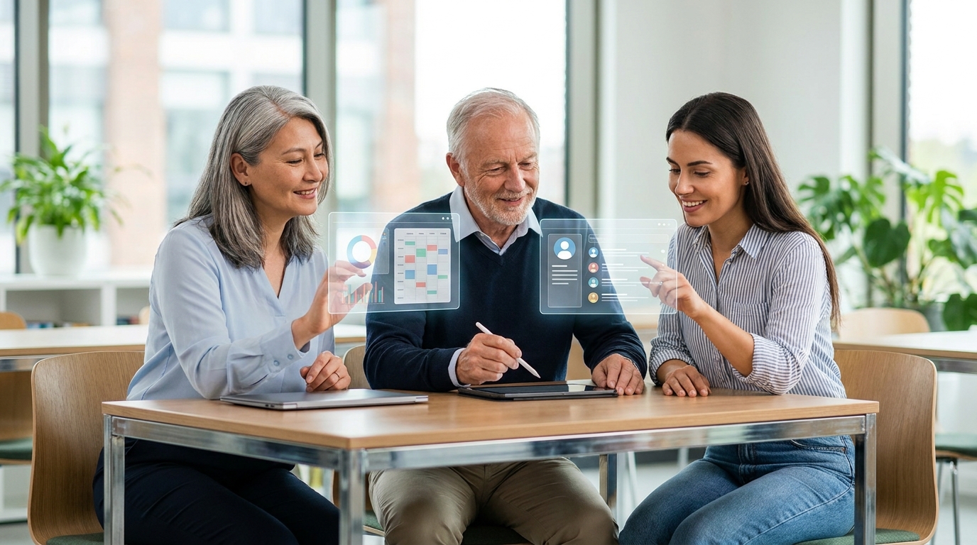 Teacher efficiently managing classroom tasks using AI tools for teachers.