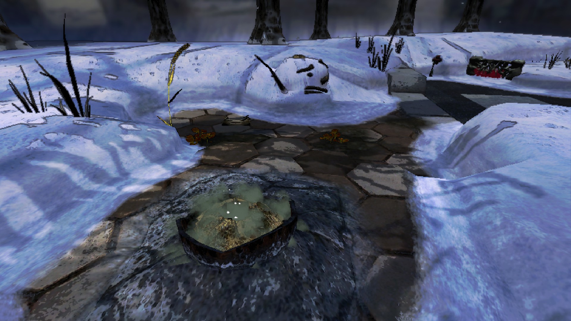 Far-away fire exit, near a snowman. (Frontier Cavern)