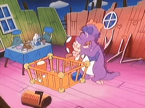 The Birdo gives Toad some slobbery kisses