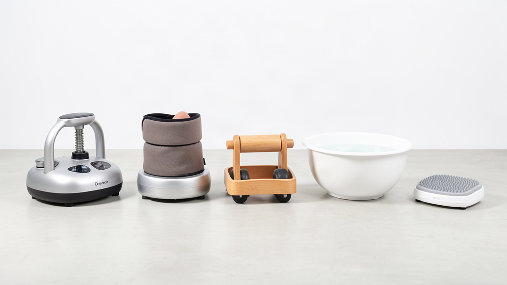 lineup of the best foot massagers of 2026 arranged on a studio floor