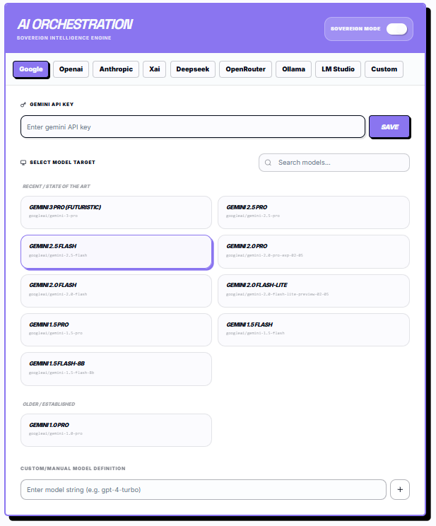 Sovereign intelligence engine AI orchestration multiple AI models API integration