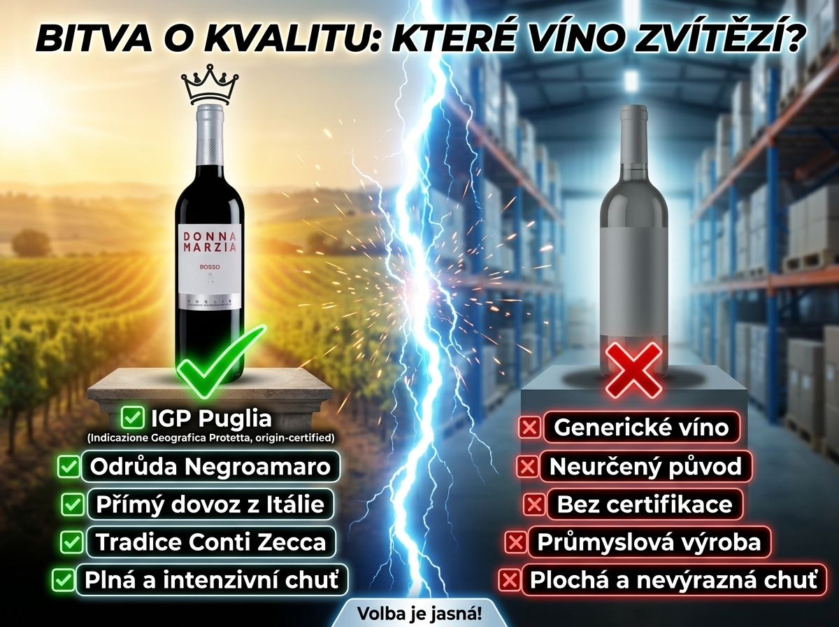 Donna Marzia Rosso vs. běžné víno — srovnání