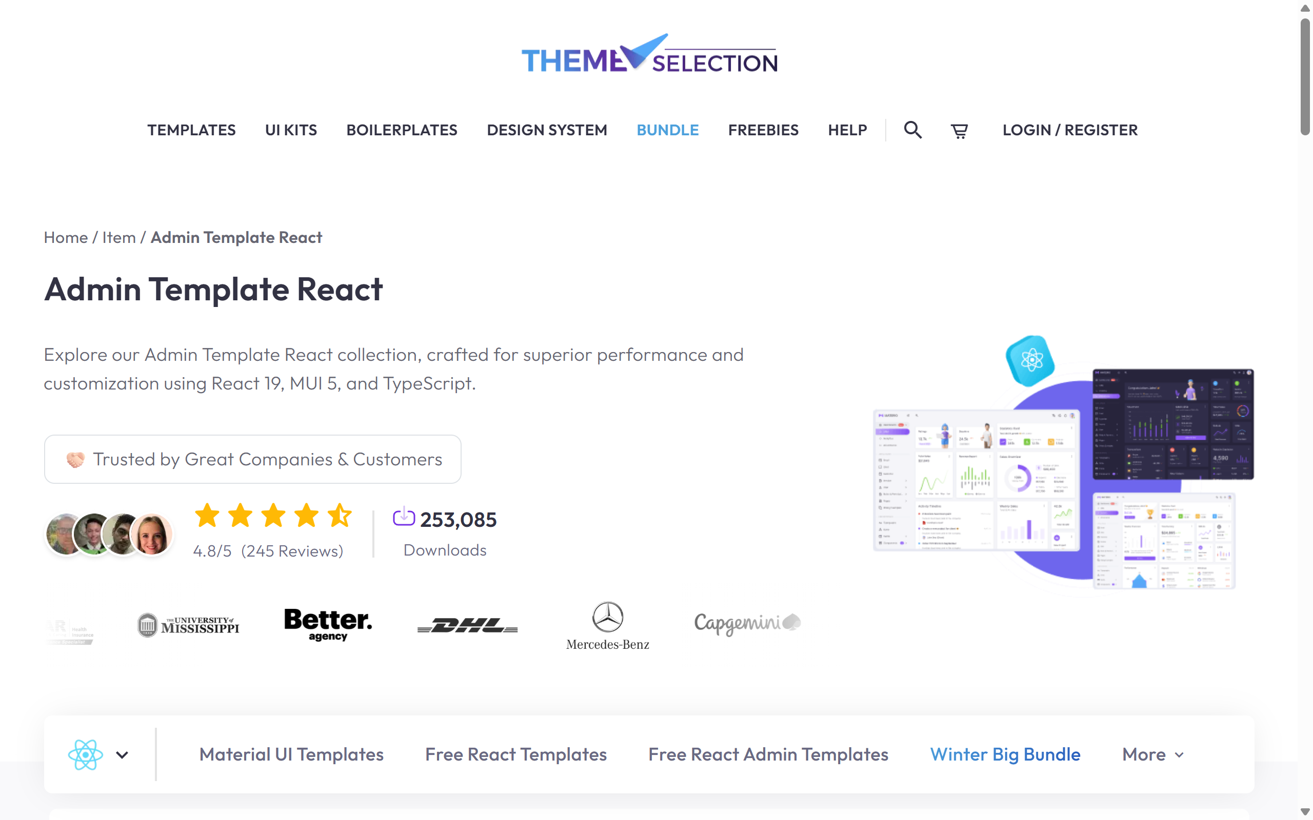 ThemeSelection React 어드민 템플릿
