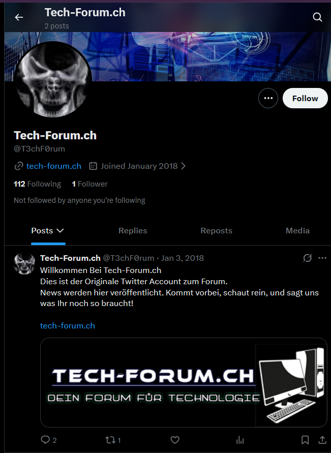 <code>@T3chF0rum</code> X account